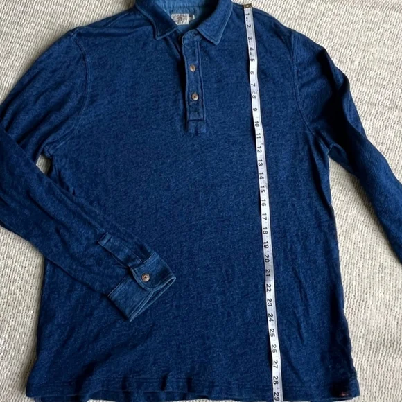 Faherty Indigo Dyed Long Sleeve Polo - Picture 6 of 6